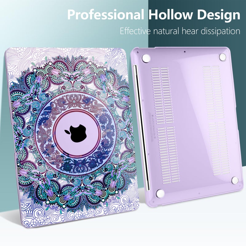 TWOLSKOO Case for MacBook Air 13.3 Inch (Old Version 2018â€“2021, Models: M1 A2337, A2179, A1932) â€“ Hard Shell Case with Screen Protector & Keyboard Cover, Purple Mandala - Image 5